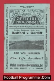  Cardiff Rugby v Bedford 1924 - 1920s Antique Rugby Programmes Football Programme .COM Football Programmes Memorabilia