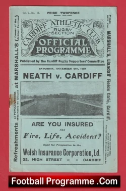  Cardiff Rugby v Neath 1947 - 1940s Rugby Programme Football Programme .COM Football Programmes Memorabilia