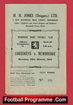  Llanelly Rugby v Newbridge 1948 - 1940's Rugby Programme Football Programme .COM Football Programmes Memorabilia