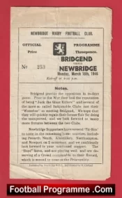  Newbridge Rugby v Bridgend 1946 - 1940s Rugby Programme Football Programme .COM Football Programmes Memorabilia