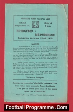  Newbridge Rugby v Maesteg 1948 - 1940s Rugby Programme Football Programme .COM Football Programmes Memorabilia