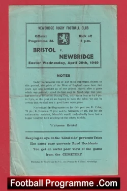  Newbridge Rugby v Bridgend 1949 - 1940s Rugby Programme Football Programme .COM Football Programmes Memorabilia