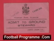 Scottish Junior Cup Final 1956 Stewards Ticket Hampden Park Glasgow