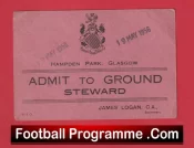 Scottish Junior Cup Final 1956 Stewards Ticket Hampden Park Glasgow