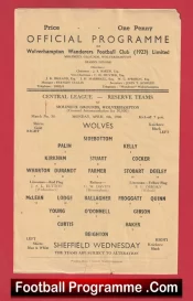 Wolves Wolverhampton v Sheffield Wednesday 1960 – Reserves Match