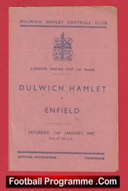  Dulwich Hamlet v Icelandic Sports Association 1946 - Iceland Football Football Programme .COM Football Programmes Memorabilia