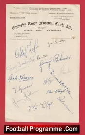Grimsby Town Football Club Multi Autographed Signed Headed Letter 1950s