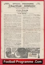 Charlton Athletic v Fulham 1945 – 1940s Old Football Programmes