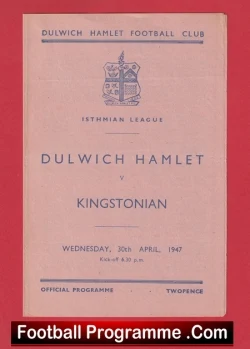  Dulwich Hamlet v Woking 1946 - 1940s Football Programme .COM Football Programmes Memorabilia