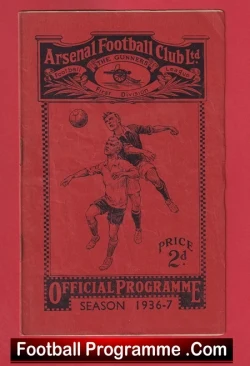 Arsenal v Stoke City 1937 - 1930's Football Programme - football programme