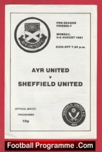 Ayr United v Sheffield United 1981 – Pre Season Friendly Match