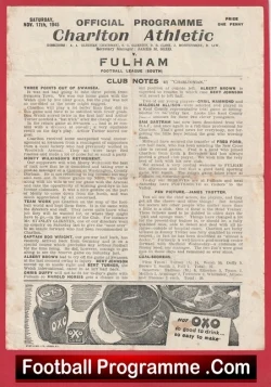 Charlton Athletic v Fulham 1945 - 1940s Old Football Programmes - football programme