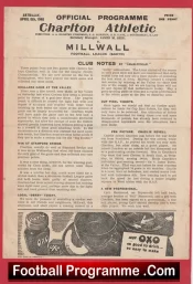 Charlton Athletic v Millwall 1946 – 1940s Old Football Programmes