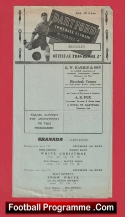 Dartford v Bromley 1956 - football programme