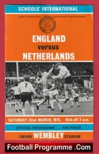 England v Holland 1975 – Schoolboys Netherlands Fully Signed