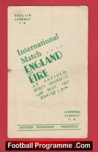 England v Ireland 1951 – Schoolboys Match Liverpool