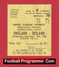 England v Ireland 1959 – Football Match Ticket