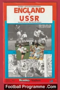 England v Russia 1984 – Multi Signed Autographed + Law – Robson