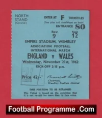 England v Wales 1962 – Football Match Ticket