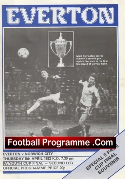 Everton v Norwich City 1983 - Youth Cup Final - football programme