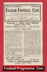 Fulham v West Ham United 1946 – 1940s Football Programme