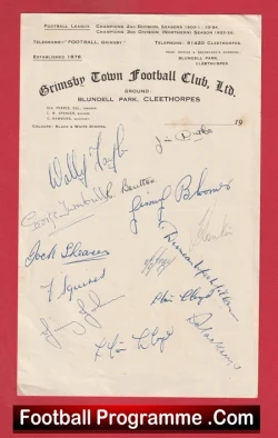 Grimsby Town Football Club Multi Autographed Signed Headed Letter 1950s - football memorabilia