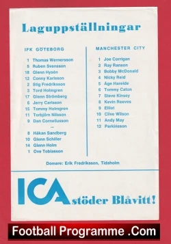 IFK Gothenburg v Manchester City 1982 - Sweden - football programme