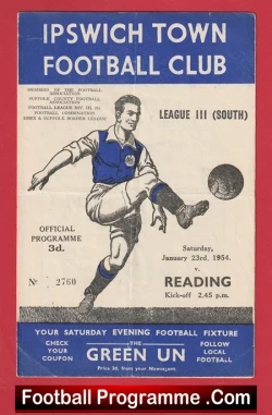 Ipswich Town v Reading 1954 - 1950s - football programme