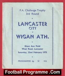 Lancaster City v Wigan Athletic 1975 - FA Cup - football programme