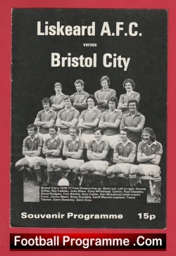 Liskeard AFC v Bristol City 1977 - Opening New Floodlights Cornwall - football programme