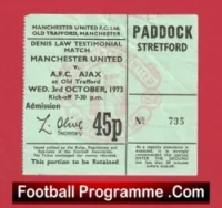 Manchester United v Ajax Amsterdam 1973 – Denis Law Testimonial Ticket