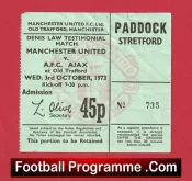 Manchester United v Ajax Amsterdam 1973 – Denis Law Testimonial Ticket