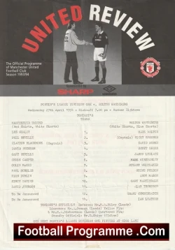 Manchester United v Bolton Wanderers 1994 - Reserves + David Beckham - football programme