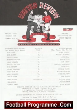 Manchester United v Everton 1996 - Reserves Scholes McClair - football programme