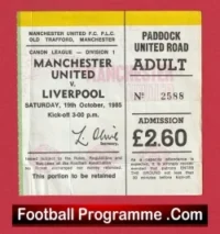 Manchester United v Liverpool 1985 – Football Match Ticket