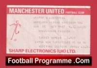Manchester United v Liverpool 1987 – Man Utd Football Ticket