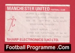 Manchester United v Liverpool 1987 - Man Utd Football Ticket - football memorabilia