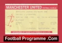 Manchester United v Liverpool 1990 – Football Match Ticket