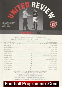 Manchester United v Sheffield United 1993 - David Beckham Reserves - football programme