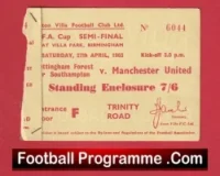 Manchester United v Southampton 1963 Semi Final Match Ticket