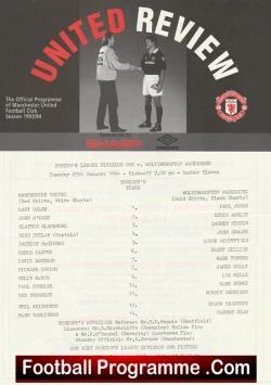 Manchester United v Wolves 1994 - Reserves Match + David Beckham - football programme