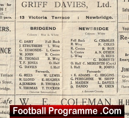 Newbridge Rugby v Bridgend 1946 - 1940s Rugby Programme - Image 3