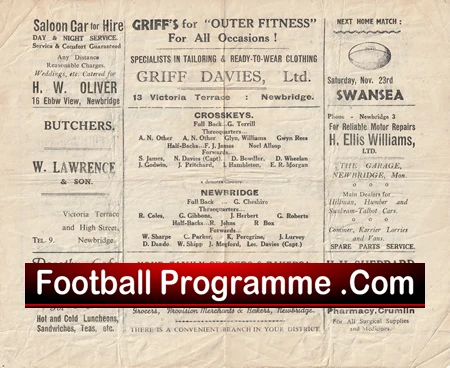 Newbridge Rugby v Cross Keys 1946 - 1940s Rugby Programme - Image 4