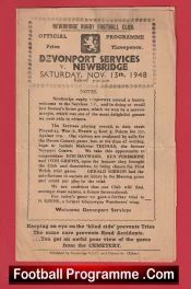 Newbridge Rugby v Davenport Services 1948 – 1940s Rugby Programme