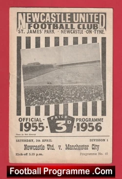 Newcastle United v Manchester City 1956 - 1950s - football programme