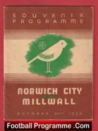 Norwich City v Millwall 1938 – 1930s Football Programmes