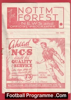 Nottingham Forest v Manchester City 1946 - 1940s - football programme