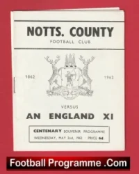 Notts County v England 1962 – Friendly Match