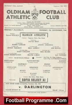 Oldham Athletic v Sofia Select X1 1966 - Friendly Match - football programme