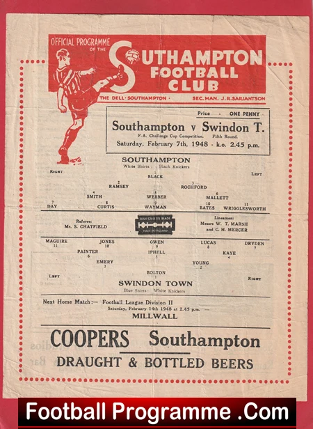Southampton v Swindon Town 1948 - 1940's - Image 2